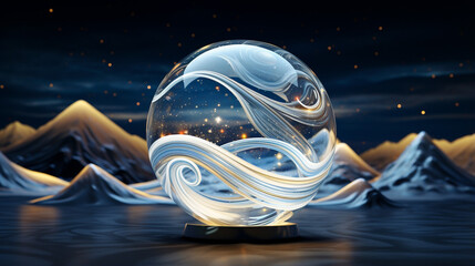 Whirling Snow Globe Fantasia - obrazy, fototapety, plakaty