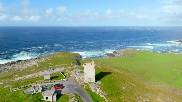 Banba's Crown aerial view, Malin Head, Ireland's northernmost point, Wild Atlantic Way. Co. Donegal