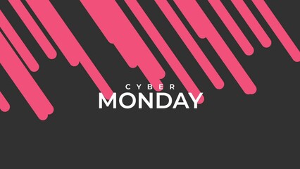 Cyber Monday with red lines on black gradient, motion abstract holidays, minimalism and promo style background