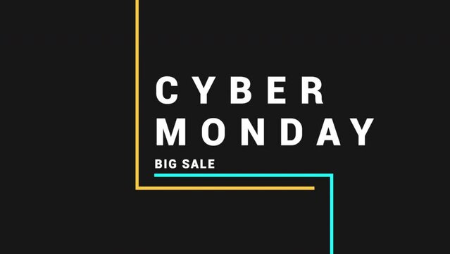 Cyber Monday and Big Sale with colorful lines on black modern gradient, motion abstract holidays, minimalism and promo style background
