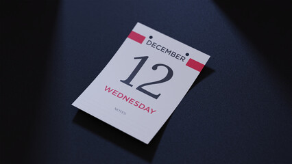 December 12nd Calendar date. scraps of calendar paper on the floor