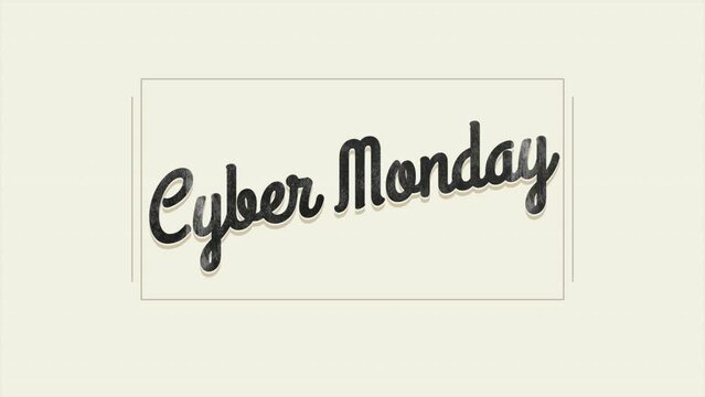 Retro Cyber Monday text in frame on brown gradient, motion abstract holidays, minimalism and promo style background