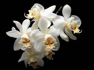 Naklejka na ściany i meble Orchids close up, Thai orchids.cymbidium hybrid orchid flower on black background