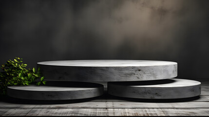 Fototapeta premium 3d render of concrete round pedestal podium for product display mockup.