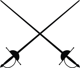 fencing icon. two crossed sword sign. rapier symbol. flat style.