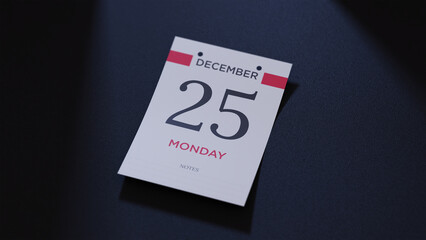 December 25th Calendar date. scraps of calendar paper on the floor