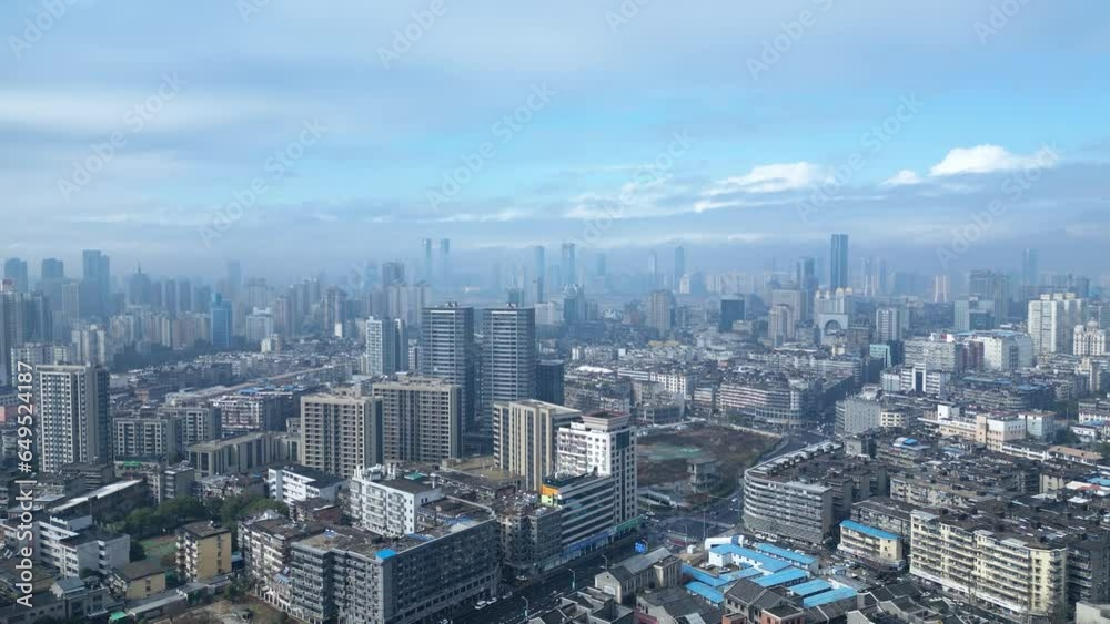 Wall mural aerial photography of city scenery