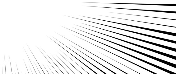 Diagonal speed lines background. Comic book explosion wallpaper. Abstract black flash frame design. Manga anime cartoon beam sun burst. Pop art corner effect. Vector striped backdrop