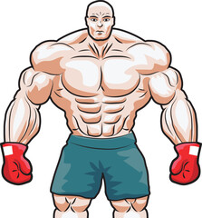 Big heavy weight boxer illustration