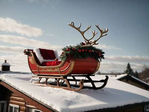 Santa and on sale reindeer for roof