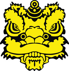 Chinese Lion Dance Head Icon Vector