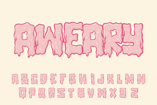 Alphabet Melt Lummer Pink Graffiti Cartoon Vector