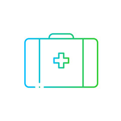 Fototapeta premium First aid kit safety icon with blue and green gradient outline. first, medicine, aid, emergency, kit, medical, doctor. Vector illustration