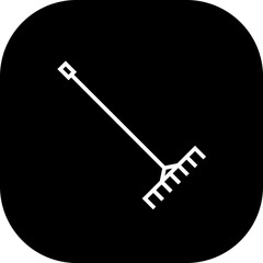 Rake farming icon with black filled line outline. gardening, garden, work, yard, raking, autumn, nature. Vector illustration