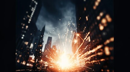 Close Up Of A Sparkler in a city