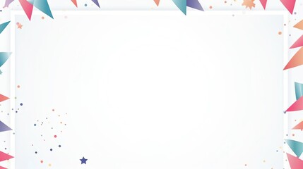 Blank holiday banner with confetti and colorful flag