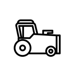 Tractor farming icon with black outline. tractor, farm, agriculture, machinery, field, farming, equipment. Vector illustration