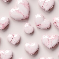 heart shaped gemstones, seamless pattern