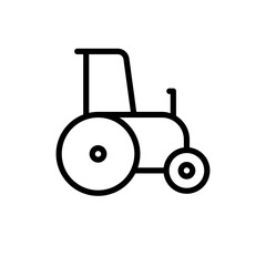 Tractor farming icon with black outline. tractor, farm, agriculture, machinery, field, farming, equipment. Vector illustration