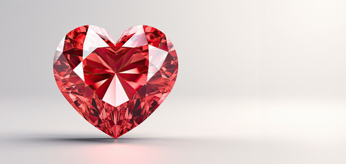 ruby heart on isolated background, concept of love and romance in gemstone
