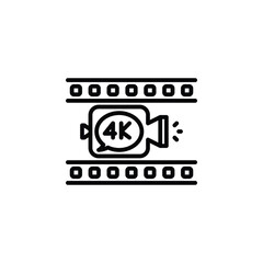 4k film outline icon. Vector illustration. Isolated icon is suitable for web, infographics, interfaces, and apps.