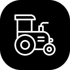 Tractor farming icon with black filled line outline. tractor, farm, agriculture, machinery, field, farming, equipment. Vector illustration