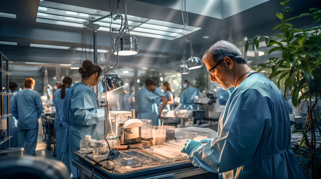 A team of researchers is working in the lab.