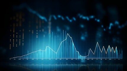 Creative glowing blurry chart background with binary code. Stock and Finance concept.