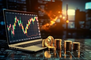 Business rise and fall chart of stocks, stock market, stock investment and financial management background