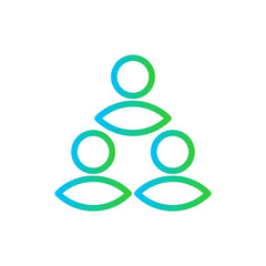 Teamwork project management icon with blue and green gradient outline. teamwork, team, business, success, people, partnership, together. Vector illustration