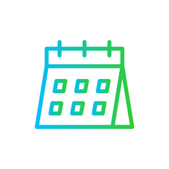 Calendar project management icon with blue and green gradient outline. business, calendar, vector, date, year, month, graphic. Vector illustration