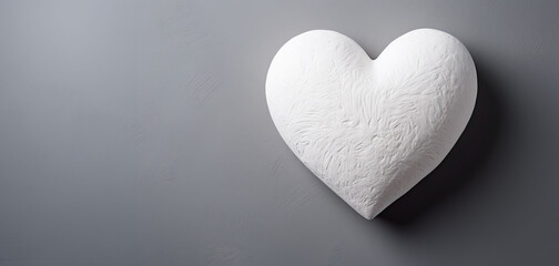 Gypsum heart on isolated background, love and romance concept, banner
