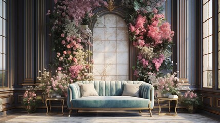 a seamless integration of perennial flowers in interior decor, where their colors and forms enhance the aesthetics of living spaces