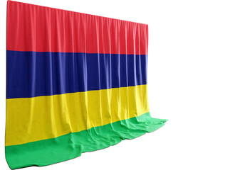 Mauritius Flag Curtain in 3D Rendering Showcasing Mauritius' Cultural Diversity