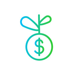 Investment personal growth icon with blue and green gradient outline. financial, growth, investment, profit, money, business, concept. Vector illustration