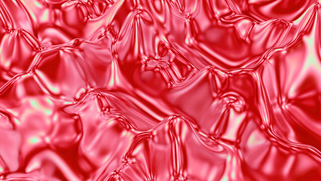 Abstract metallic liquid background with moving waves. Design. Moving waves on surface of 3d metallic liquid. Seething ripples on surface of metallic liquid