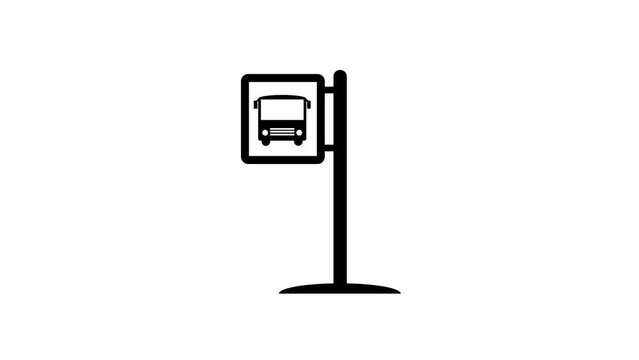 Bus stop icon, Bus station symbol animation trendy flat style design. k1_1233