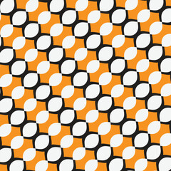 abstract geometric black white diagonal wavy pattern art with orange bg.