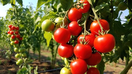 Obraz premium tomatoes Garden trees with tomatoes