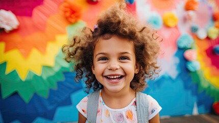 Portrait of a little girl with messy hair AI Generative