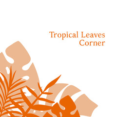 tropical monstera leaves plant silhouette footer corner border frame background ornament