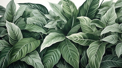 Chinese Evergreen or Aglaonema wallpaper, nature background, watercolor illustration
