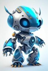 Character design of little cute robot on isolated background Created with Generative AI technology.