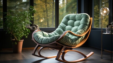 The Modern comfortable Rocking Chair in a Elegant interior decorated living room