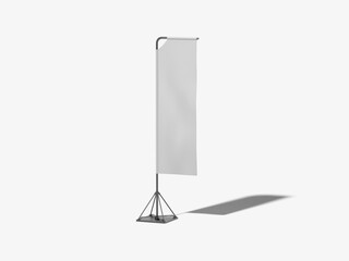 White Blank Rectangular Flag Banner 3D Render Mockup