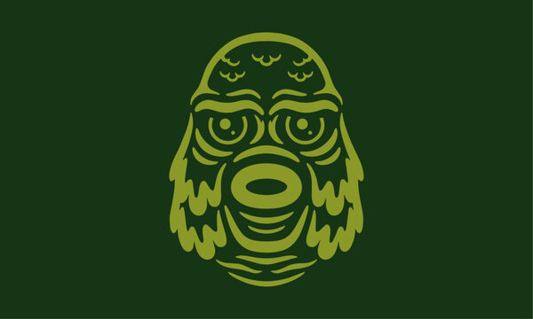 Lagoon Monster Face Vector Art