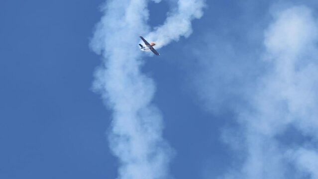 Thrilling aerobatic aircraft show featuring MXS planes at Gold Coast Pacific Airshow in QLD, Australia.