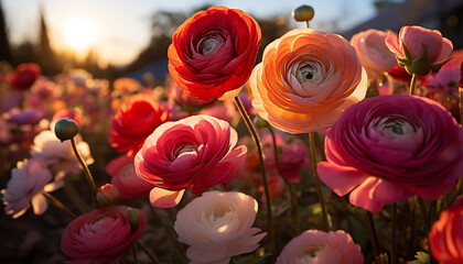 A vibrant bouquet of multi colored flowers celebrates nature beauty generated by AI