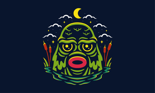 Lagoon's Night Monster Vector Art