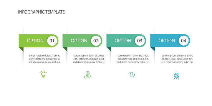 Modern Design Template Business Infographic Vector With 4 Step, Options Or Sections 